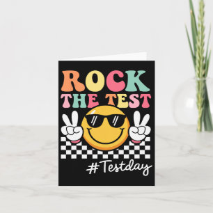 Niedliches Rock the Test Retro Lächeln Lehrer Kind Karte