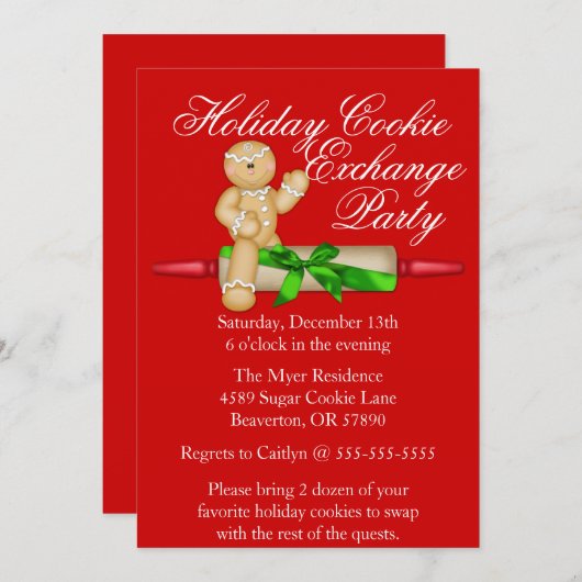 Niedliches Rolling Button Cookie Exchange Urlaub E Einladung (Vorne/Hinten)