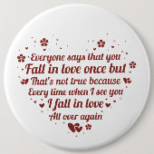 niedliches romantisches Liebe Gedicht Button (Vorderseite)
