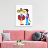 Niedliches romantisches Paar - Liebe - I Liebe You Leinwanddruck (Insitu (Wohnzimmer))