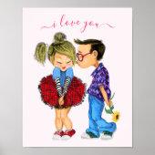 Niedliches romantisches Paar - Liebe - I Liebe You Poster (Vorne)