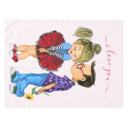 Niedliches romantisches Paar - Liebe - I Liebe You Tischdecke (Vorderseite (Horizontal))