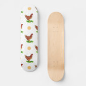 Niedliches Rooster, Huhn, Tan Polka Dots Skateboard (Vorderseite)