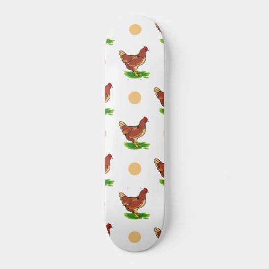 Niedliches Rooster, Huhn, Tan Polka Dots Skateboard (Vorderseite)