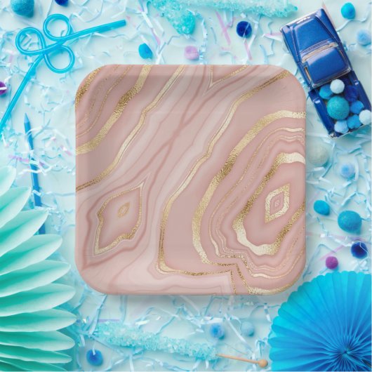 niedliches rosa abstraktes Aquarellbild Pappteller (Party)