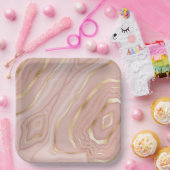 niedliches rosa abstraktes Aquarellbild Pappteller (Party)