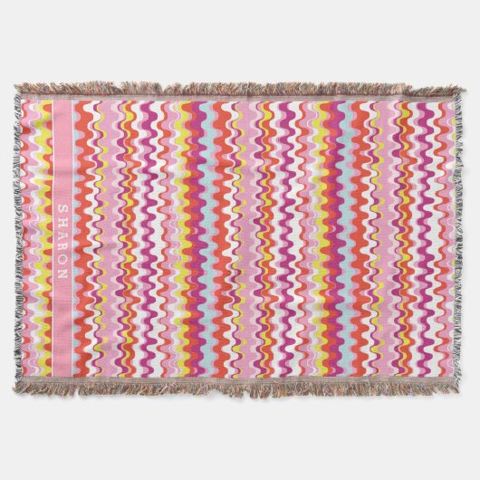 Niedliches, rosa abstraktes Wellenmuster Decke (Vorderseite)