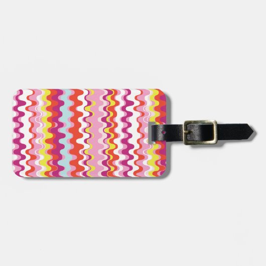 Niedliches, rosa abstraktes Wellenmuster Gepäckanhänger (Vorderseite horizontal)