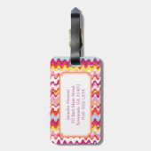 Niedliches, rosa abstraktes Wellenmuster Gepäckanhänger (Rückseite vertikal)