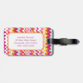 Niedliches, rosa abstraktes Wellenmuster Gepäckanhänger (Rückseite horizontal)