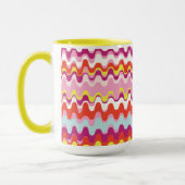 Niedliches, rosa abstraktes Wellenmuster Tasse (Links)