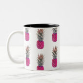 Niedliches rosa Ananas-Muster Zweifarbige Tasse (Links)
