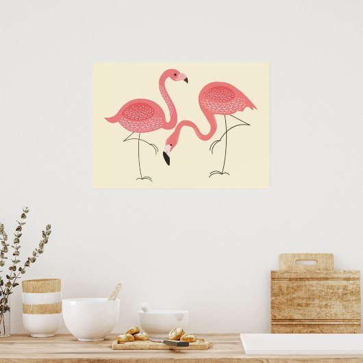 Niedliches rosa Anstrich der Flamingos-Illustratio Poster (Küche)