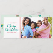 Niedliches Rosa Aquamarine Weihnachtsbaumen Foto Feiertagskarte (Vorne/Hinten)