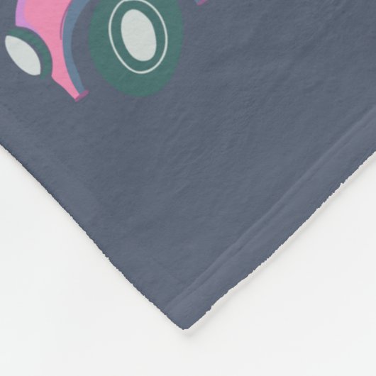 Niedliches rosa Auto mit Christbaum in Wasserfarbe Fleecedecke (Ecke)