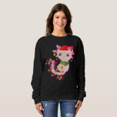 Niedliches rosa Axolotl im Weihnachtslicht Sweatshirt (Vorne ganz)