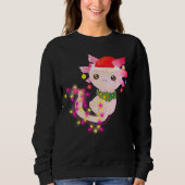Niedliches rosa Axolotl im Weihnachtslicht Sweatshirt (Vorderseite)