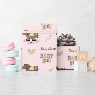Niedliches rosa Baby-Duschen-Verpackungs-Papier Geschenkpapier