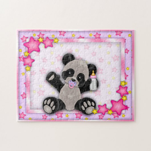 Niedliches rosa Baby-Panda-Bärn-Puzzlespiel Puzzle (Horizontal)
