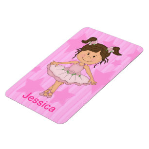 Niedliches rosa Ballett-Mädchen auf US Flagge Magnet