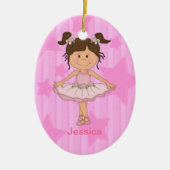 Niedliches rosa Ballettmädchen auf US Flagge Keramikornament (Vorne)
