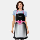 Niedliches rosa Band-Muster für Schwarz-weiße Stre Schürze (Getragen)