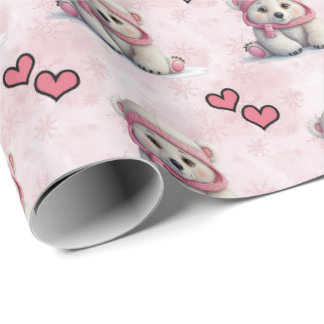 Niedliches rosa Bärenwickelpapier Geschenkpapier