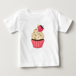Niedliches Rosa besprüht Erdbeerkleinen kuchen Baby T-shirt