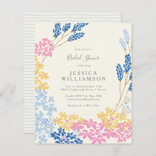 Niedliches rosa blaues Brautparty laden ein (Vorne/Hinten)