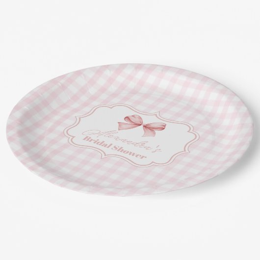 Niedliches rosa Bow-Brautparty Pappteller (Schrägansicht)