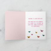 Niedliches Rosa Butterfly Girl Geburtstag Karte (Innenseite)