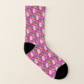 Niedliches rosa Cartoon-Eulen-Muster Socken (Links - Innen)