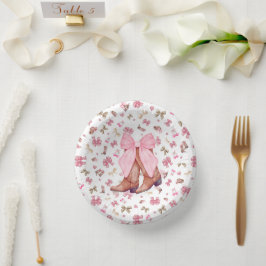 Niedliches rosa Coquette Cowgirl Stiefel und Bow P Pappteller