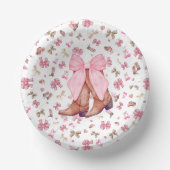 Niedliches rosa Coquette Cowgirl Stiefel und Bow P Pappteller (Vorderseite)