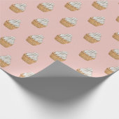 Niedliches rosa Cupcake-Muster Geschenkpapier (Ecke)