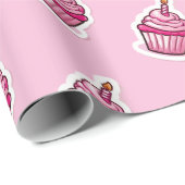 Niedliches rosa Cupcake-Wrapping-Papier Geschenkpapier (Rolleneckpunkt)
