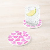 Niedliches rosa doodled Herz Valentinstag Muster Getränkeuntersetzer (Seite)