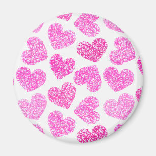 Niedliches rosa doodled Herz Valentinstag Muster Magnet
