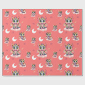 Niedliches rosa Drachenmuster Geschenkpapier (Flach)