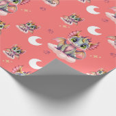 Niedliches rosa Drachenmuster Geschenkpapier (Ecke)