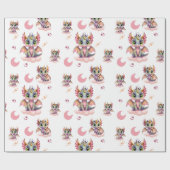 Niedliches rosa Drachenmuster Geschenkpapier (Flach)