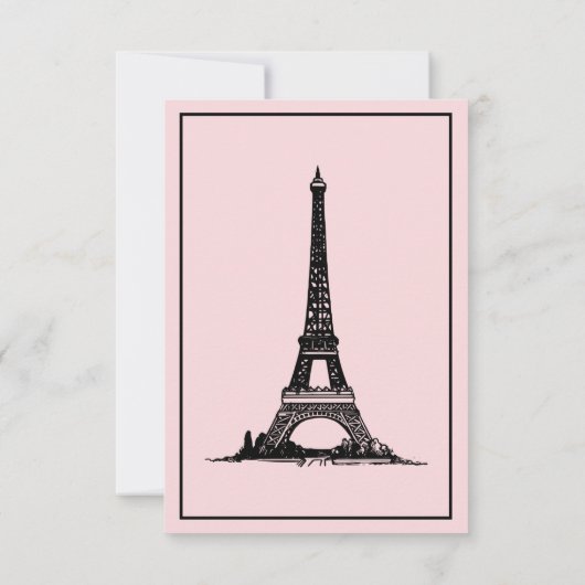 Niedliches Rosa Eiffelturm Paris Brautparty Einladung (Rückseite)