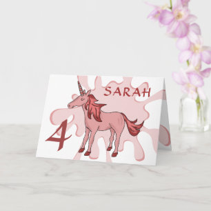 Niedliches Rosa Einhorn Colour Splash Girl Happy Karte