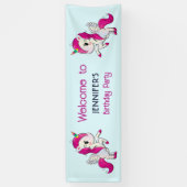 Niedliches Rosa Einhorn mit Flügeln Geburtstag Banner (Vertikal)
