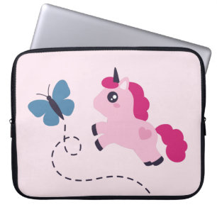 Niedliches Rosa Einhorn mit Schmetterling Laptopschutzhülle
