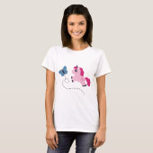 Niedliches Rosa Einhorn mit Schmetterling T-Shirt (Vorne ganz)