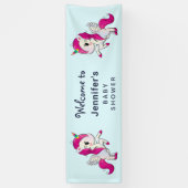 Niedliches Rosa Einhorn mit Wings Baby Dusche Banner (Vertikal)