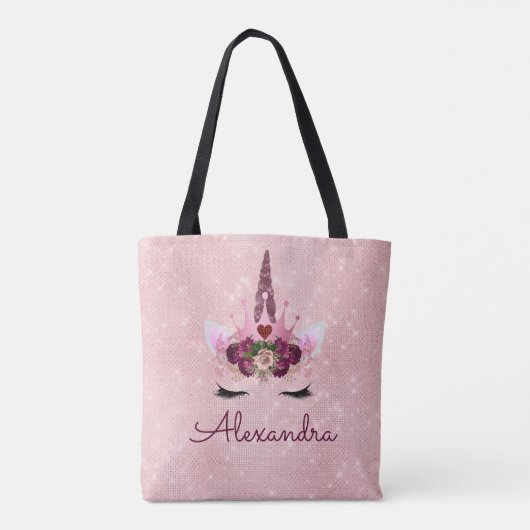 Niedliches Rosa Einhorn-Monogramm-Party Tasche (Rückseite)