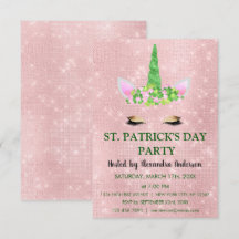 Niedliches Rosa Einhorn St. Patrick's Day Party