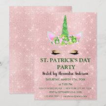 Niedliches Rosa Einhorn St. Patrick's Day Party